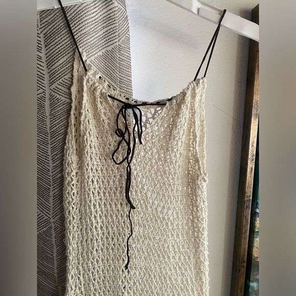 Undrest by the Sea Anthropologie Coverup Ivory Knit Dress Long Sz S - Picture 4 of 8